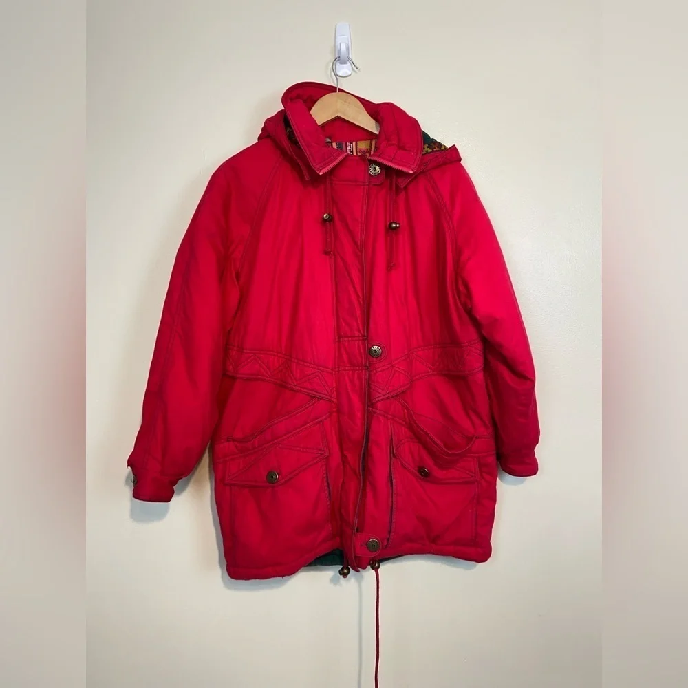 Vintage Boho Dash Pink Quilted Parka Jacket